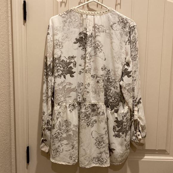 Vintage America Brown and Cream Relaxed Tunic with Mandarin Collar - Picture 6 of 6